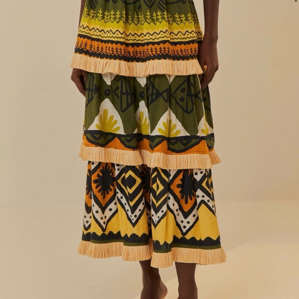 Farm Rio Green Creation Midi Skirt XS NWT - Picture 2 of 9